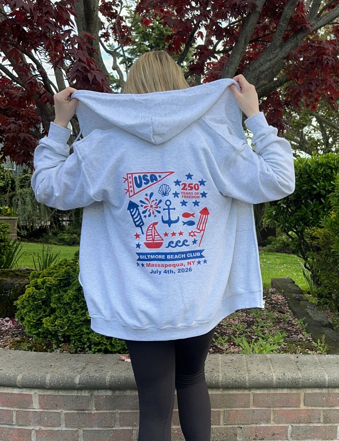 Fourth of July | Grey Zip Up Hoodie | ADULT (PRE-ORDER)