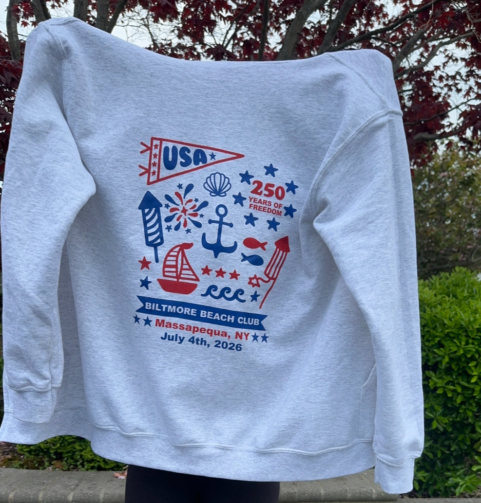 Fourth of July | Grey Zip Up Hoodie | ADULT (PRE-ORDER)