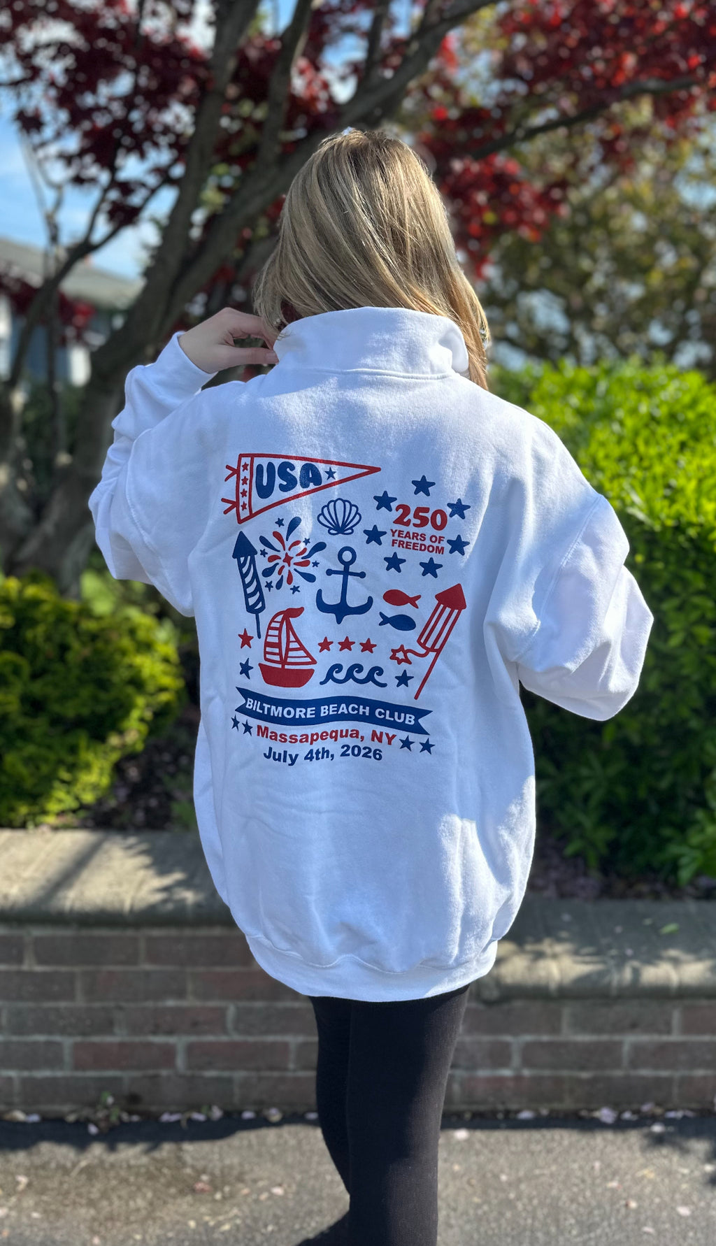 Fourth of July | White Quarter Zip Sweatshirt | ADULT (PRE-ORDER)