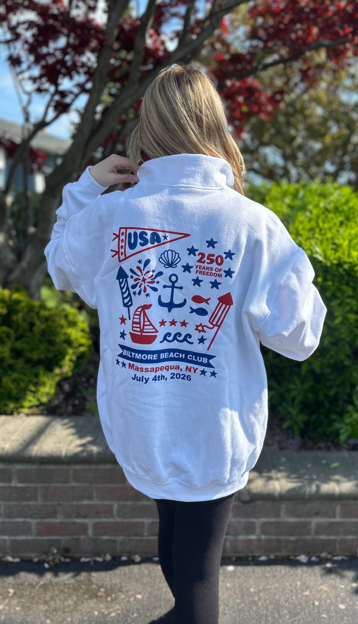 Fourth of July | White Quarter Zip Sweatshirt | ADULT (PRE-ORDER)