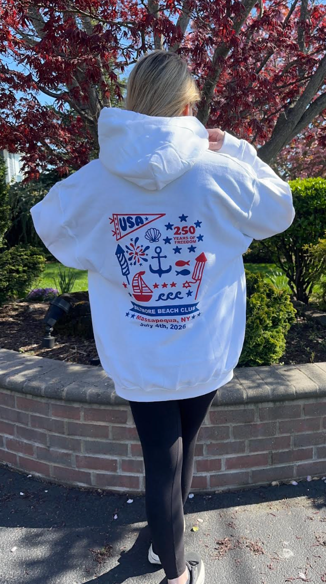 Fourth of July | White Pullover Hoodie | ADULT (PRE-ORDER)