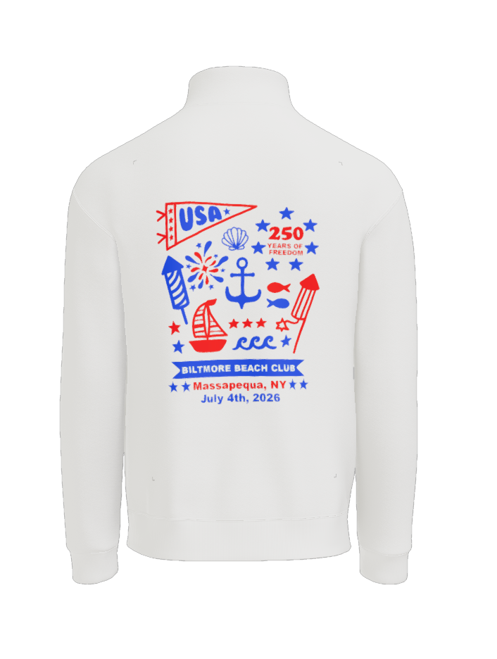 Fourth of July | White Quarter Zip Sweatshirt | ADULT (PRE-ORDER)